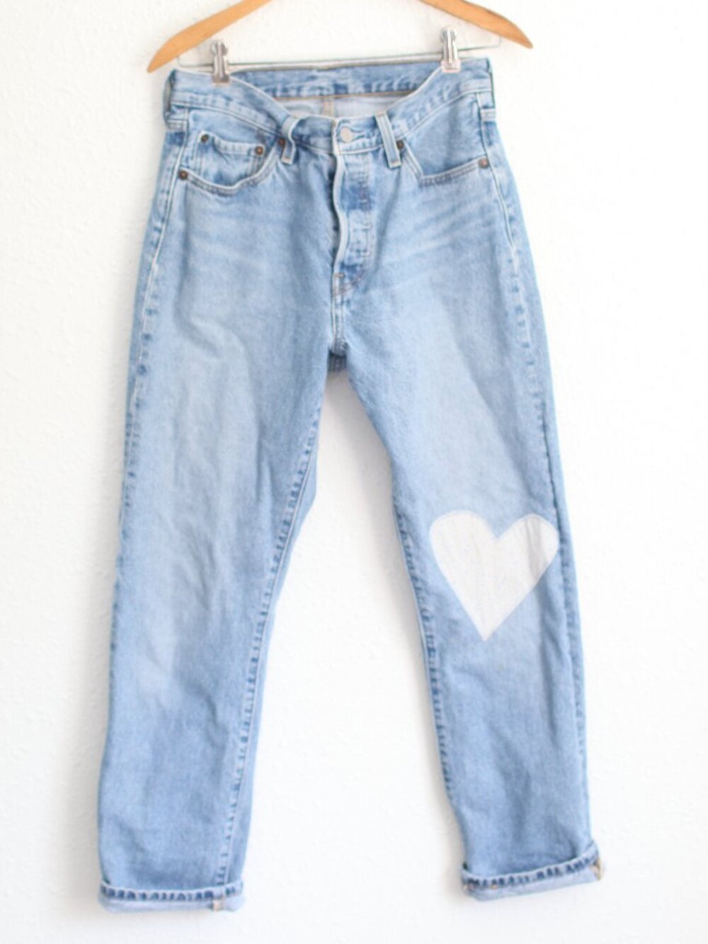 levis 501 heart knee patch button fly jeans 28 x 30 womens